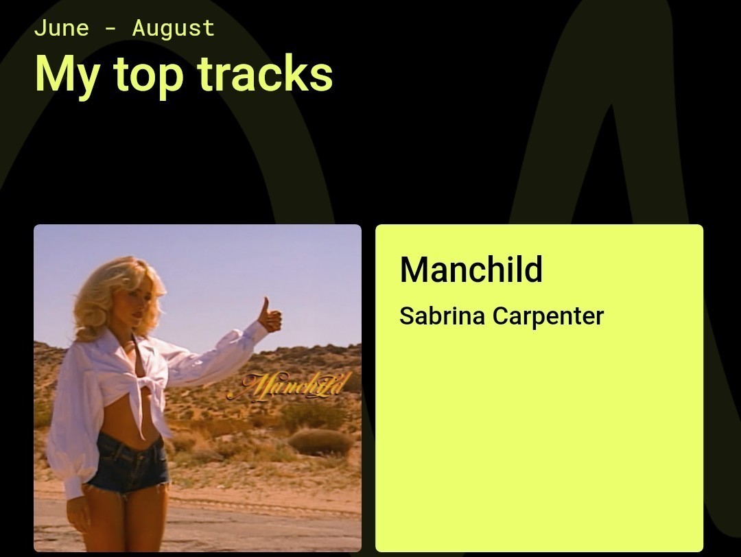 cropped screenshot of my YouTube Music summer recap