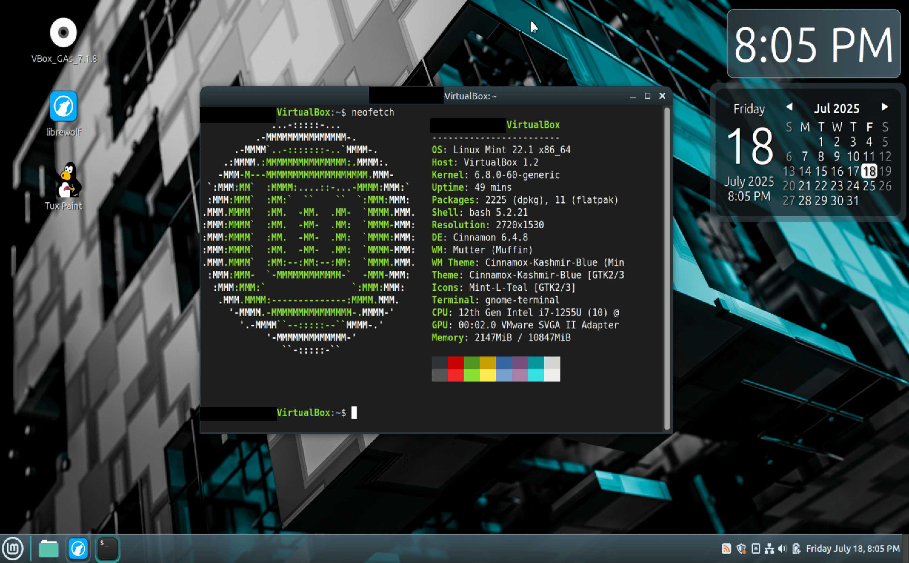 Screenshot of my Linux Mint desktop